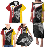 Personalised PNG Madang Province Family Matching Puletasi and Hawaiian Shirt Bird of Paradise Tattoo Flag Motif - Polynesian Pride