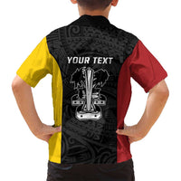 Personalised PNG Madang Province Family Matching Tank Maxi Dress and Hawaiian Shirt Bird of Paradise Tattoo Flag Motif - Polynesian Pride