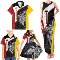 Personalised PNG Madang Province Family Matching Tank Maxi Dress and Hawaiian Shirt Bird of Paradise Tattoo Flag Motif - Polynesian Pride