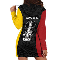 Personalised PNG Madang Province Hoodie Dress Bird of Paradise Tattoo Flag Motif - Polynesian Pride