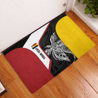Personalised PNG Madang Province Rubber Doormat Bird of Paradise Tattoo Flag Motif - Polynesian Pride
