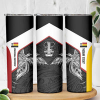 Personalised PNG Madang Province Skinny Tumbler Bird of Paradise Tattoo Flag Motif LT9 - Polynesian Pride