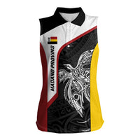 Personalised PNG Madang Province Women Sleeveless Polo Shirt Bird of Paradise Tattoo Flag Motif - Polynesian Pride