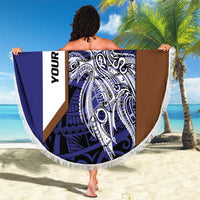 Personalised PNG Manus Province Beach Blanket Bird of Paradise Tattoo Flag Motif - Polynesian Pride