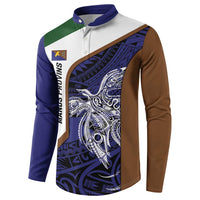 Personalised PNG Manus Province Button Sweatshirt Bird of Paradise Tattoo Flag Motif - Polynesian Pride