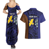 Personalised PNG Manus Province Couples Matching Summer Maxi Dress and Hawaiian Shirt Bird of Paradise Tattoo Flag Motif - Polynesian Pride