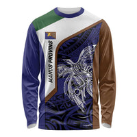 Personalised PNG Manus Province Long Sleeve Shirt Bird of Paradise Tattoo Flag Motif - Polynesian Pride