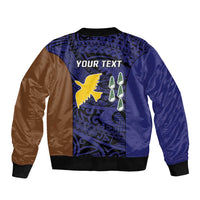 Personalised PNG Manus Province Sleeve Zip Bomber Jacket Bird of Paradise Tattoo Flag Motif - Polynesian Pride