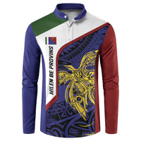 Personalised PNG Milne Bay Province Button Sweatshirt Bird of Paradise Tattoo Flag Motif - Polynesian Pride