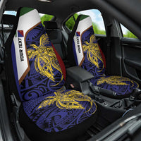 Personalised PNG Milne Bay Province Car Seat Cover Bird of Paradise Tattoo Flag Motif - Polynesian Pride