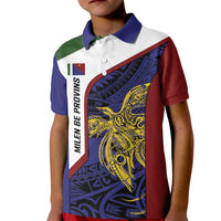 Personalised PNG Milne Bay Province Kid Polo Shirt Bird of Paradise Tattoo Flag Motif - Polynesian Pride
