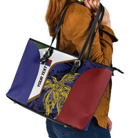 Personalised PNG Milne Bay Province Leather Tote Bag Bird of Paradise Tattoo Flag Motif - Polynesian Pride