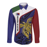 Personalised PNG Milne Bay Province Long Sleeve Button Shirt Bird of Paradise Tattoo Flag Motif - Polynesian Pride
