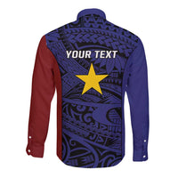 Personalised PNG Milne Bay Province Long Sleeve Button Shirt Bird of Paradise Tattoo Flag Motif - Polynesian Pride