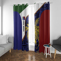 Personalised PNG Milne Bay Province Window Curtain Bird of Paradise Tattoo Flag Motif - Polynesian Pride