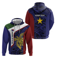 Personalised PNG Milne Bay Province Zip Hoodie Bird of Paradise Tattoo Flag Motif - Polynesian Pride