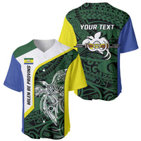 Personalised PNG Morobe Province Baseball Jersey Bird of Paradise Tattoo Flag Motif LT9 - Polynesian Pride