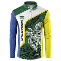 Personalised PNG Morobe Province Button Sweatshirt Bird of Paradise Tattoo Flag Motif - Polynesian Pride