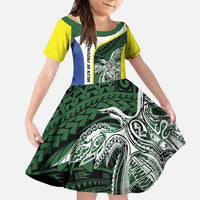 Personalised PNG Morobe Province Family Matching Off Shoulder Maxi Dress and Hawaiian Shirt Bird of Paradise Tattoo Flag Motif - Polynesian Pride