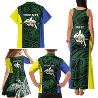 Personalised PNG Morobe Province Family Matching Tank Maxi Dress and Hawaiian Shirt Bird of Paradise Tattoo Flag Motif - Polynesian Pride