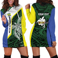 Personalised PNG Morobe Province Hoodie Dress Bird of Paradise Tattoo Flag Motif - Polynesian Pride