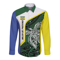 Personalised PNG Morobe Province Long Sleeve Button Shirt Bird of Paradise Tattoo Flag Motif - Polynesian Pride