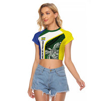 Personalised PNG Morobe Province Raglan Cropped T Shirt Bird of Paradise Tattoo Flag Motif - Polynesian Pride