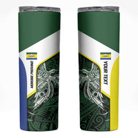 Personalised PNG Morobe Province Skinny Tumbler Bird of Paradise Tattoo Flag Motif LT9 Green - Polynesian Pride