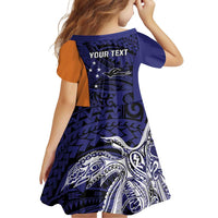 Personalised PNG New Ireland Family Matching Off Shoulder Short Dress and Hawaiian Shirt Bird of Paradise Tattoo Flag Motif - Polynesian Pride