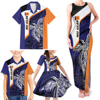Personalised PNG New Ireland Family Matching Tank Maxi Dress and Hawaiian Shirt Bird of Paradise Tattoo Flag Motif - Polynesian Pride