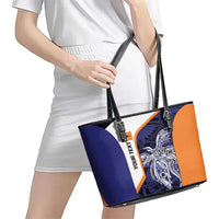 Personalised PNG New Ireland Leather Tote Bag Bird of Paradise Tattoo Flag Motif - Polynesian Pride