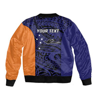 Personalised PNG New Ireland Sleeve Zip Bomber Jacket Bird of Paradise Tattoo Flag Motif - Polynesian Pride