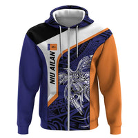 Personalised PNG New Ireland Zip Hoodie Bird of Paradise Tattoo Flag Motif - Polynesian Pride