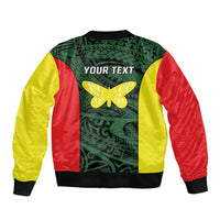 Personalised PNG Oro Province Bomber Jacket Bird of Paradise Tattoo Flag Motif - Polynesian Pride