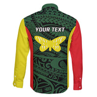 Personalised PNG Oro Province Family Matching Long Sleeve Bodycon Dress and Hawaiian Shirt Bird of Paradise Tattoo Flag Motif - Polynesian Pride