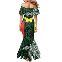 Personalised PNG Oro Province Family Matching Mermaid Dress and Hawaiian Shirt Bird of Paradise Tattoo Flag Motif - Polynesian Pride