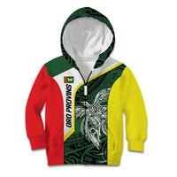 Personalised PNG Oro Province Kid Hoodie Bird of Paradise Tattoo Flag Motif - Polynesian Pride