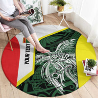 Personalised PNG Oro Province Round Carpet Bird of Paradise Tattoo Flag Motif LT9 - Polynesian Pride