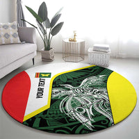 Personalised PNG Oro Province Round Carpet Bird of Paradise Tattoo Flag Motif LT9 - Polynesian Pride
