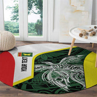 Personalised PNG Oro Province Round Carpet Bird of Paradise Tattoo Flag Motif LT9 - Polynesian Pride