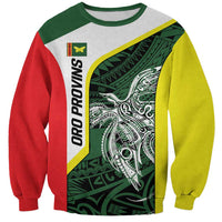 Personalised PNG Oro Province Sweatshirt Bird of Paradise Tattoo Flag Motif - Polynesian Pride