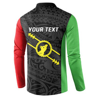 Personalised PNG Southern Highlands Province Button Sweatshirt Bird of Paradise Tattoo Flag Motif - Polynesian Pride