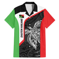 Personalised PNG Southern Highlands Province Family Matching Mermaid Dress and Hawaiian Shirt Bird of Paradise Tattoo Flag Motif - Polynesian Pride