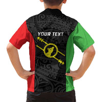 Personalised PNG Southern Highlands Province Family Matching Off Shoulder Maxi Dress and Hawaiian Shirt Bird of Paradise Tattoo Flag Motif - Polynesian Pride