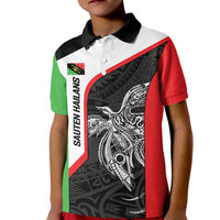 Personalised PNG Southern Highlands Province Kid Polo Shirt Bird of Paradise Tattoo Flag Motif - Polynesian Pride