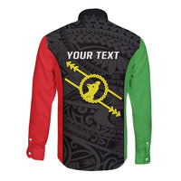 Personalised PNG Southern Highlands Province Long Sleeve Button Shirt Bird of Paradise Tattoo Flag Motif - Polynesian Pride