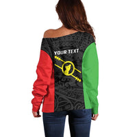 Personalised PNG Southern Highlands Province Off Shoulder Sweater Bird of Paradise Tattoo Flag Motif - Polynesian Pride