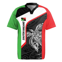 Personalised PNG Southern Highlands Province Rugby Jersey Bird of Paradise Tattoo Flag Motif - Polynesian Pride