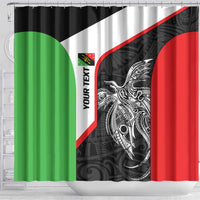Personalised PNG Southern Highlands Province Shower Curtain Bird of Paradise Tattoo Flag Motif - Polynesian Pride