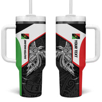 Personalised PNG Southern Highlands Province Tumbler With Handle Bird of Paradise Tattoo Flag Motif LT9 One Size: 40 oz Red - Polynesian Pride
